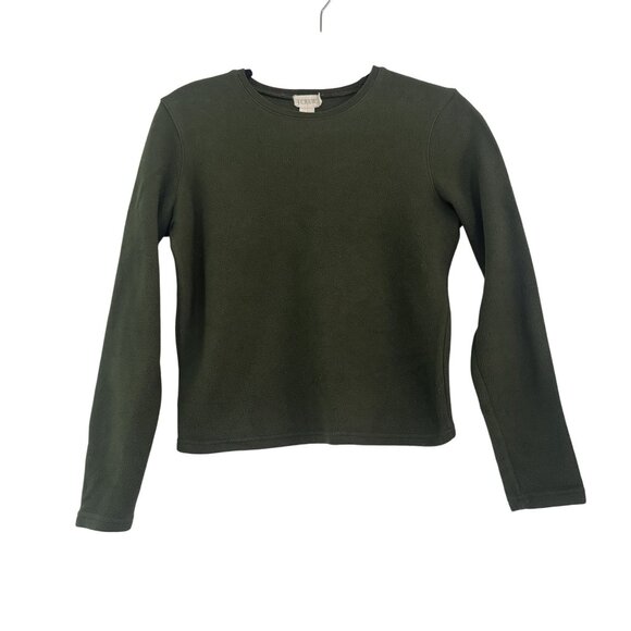 Vintage J. Crew Womens Pine Green Fleece Crew Neck Long Sleeve Sweater Size S - Picture 1 of 7